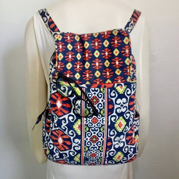 Vera Bradley Backpack HTF Sun Valley Large Zip Travel Pockets Adjustable Strap - Picture 2 of 12